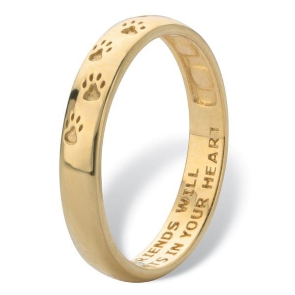 Animals Lovers 10K Yellow Gold Paw Print Ring